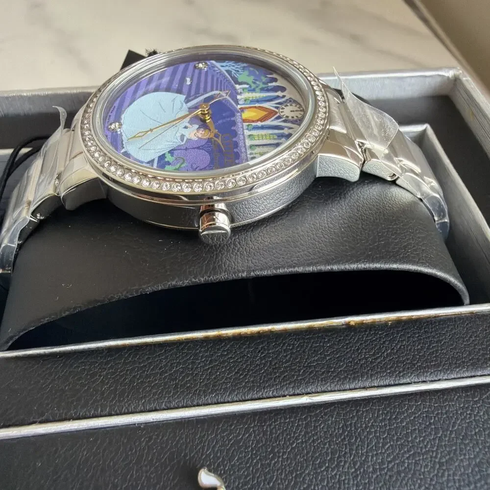 Citizen Disney Cinderella Eco-Drive Watch FE7041-51W Crystal Pin Box Set NWT